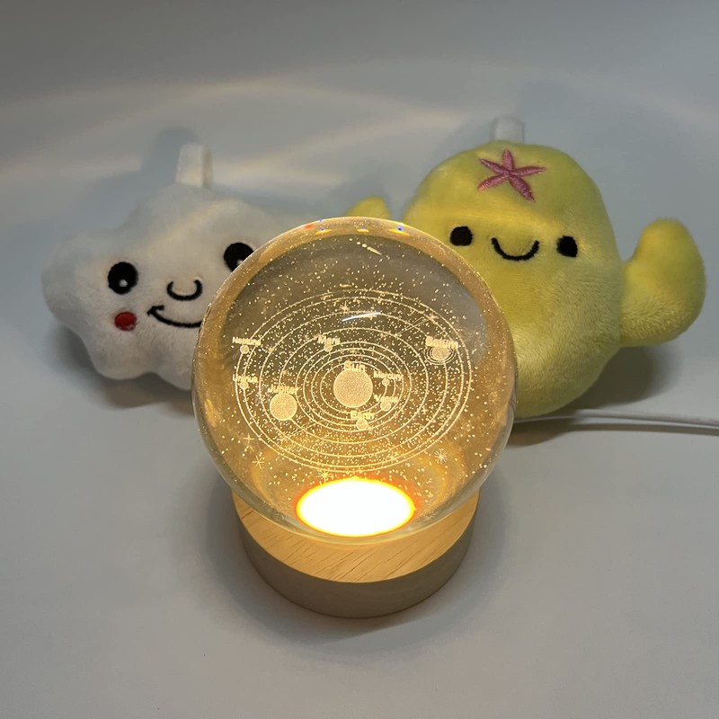 3.15" (80mm) Solar System Crystal Ball 3D Sun System Planets