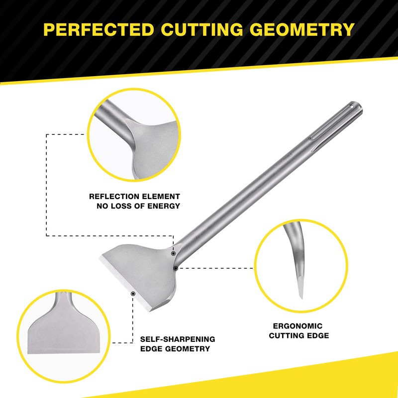 Firecore FS18313 SDS-MAX Scaling Chisel 3-In Wide Curved Tile Chisel