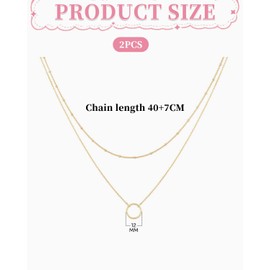 KGDUYC 2 x Gold Women's Layered Necklace Gold-Plated Chain with Pendant Round Plate Choker Double Chain Multilayer Delicate Waterproof Hypoallergenic Golden Chains Fashion Jewellery for Girls