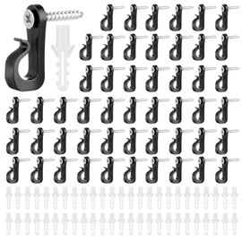 VEGCOO 50 Pcs Screw in Hooks, Q-Hanger Screw in Hooks Home Christmas Lights Hanger Hooks Festoon Light Hooks, Screw in Hooks for Indoor Outdoor Birthday Christmas New Year Party Hanging Decor Lights