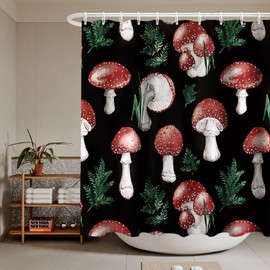 zpepe Mushroom Shower Curtain, Cute & Funky Waterproof Polyester Fabric Shower Curtain Set with 12 Hooks, 72x72 Inches