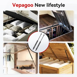 Veapgoo Universal 200MM 100N Gas Struts Shock absorbers for Heavy Duty Ottoman Bed Boot Bonnet Boat Bed Cover TV Door Floor Hatch Shed Window and Other Custom, (M6 Eyelet Heads 8mm) 2PCS