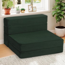 IBXFO Folding Sofa Bed, Convertible Sleeper with High Density Foam, Foldable Chair Bed Mattress, Futon Floor Couch for Living Room, Guest Room, Twin, Dark Green