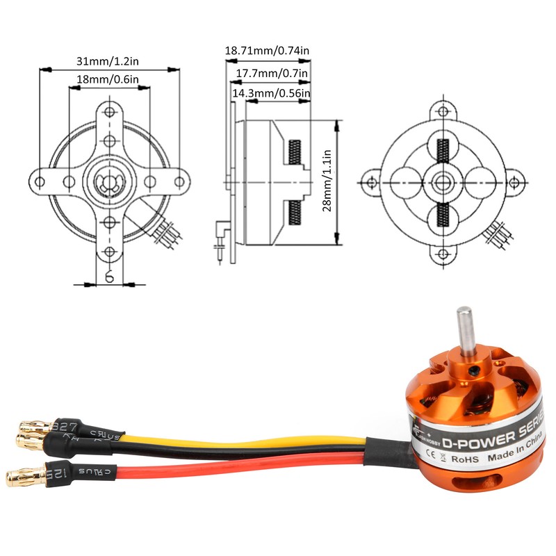 D2822 Brushless Motor with Adapter RC Motor Replacement for RC