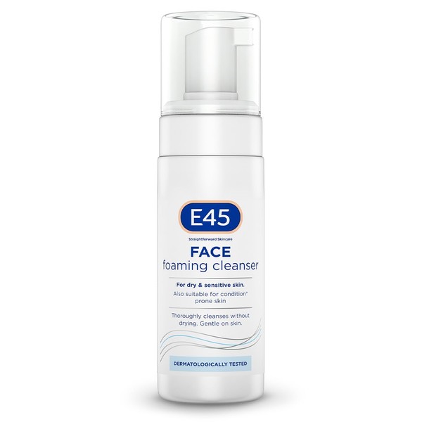 E45 Face Wash Foam Cleanser - Daily Face Cleanser for Dry and Sensitive Skin - Facial Cleanser - Removes Excess Oil and Make Up for Clean - Skin Care Face Wash