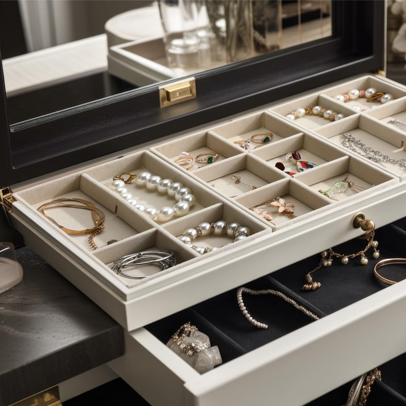 Highergo 8 Pcs Velvet Jewelry Trays Stackable Drawers Organizer Ring