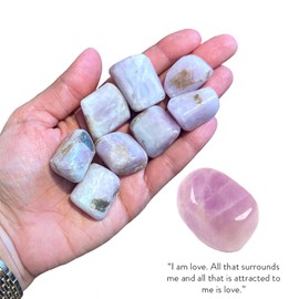 BellaMira Kunzite Tumblestone Healing Crystal, Single Polished Stone, Emotional Healing and Stress Relief, Heart Chakra Activation, Spiritual Enlightenment and Divine Love, Calm Mind