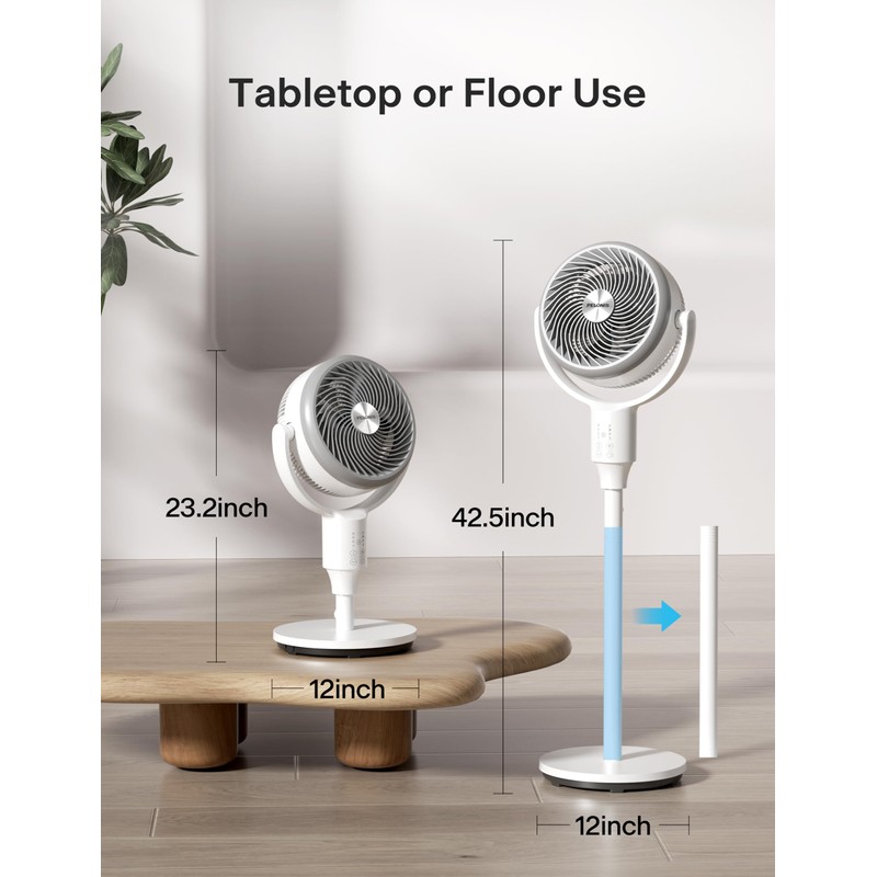 PELONIS Pedestal Fan, Air Circulator, Ultra OmniFlow (135°+90°Auto Oscillation), Quiet
