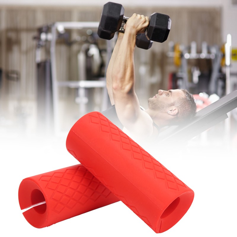 1 Pair Dumbbell Grip Silicone Anti Slip Thicken Bar Grip
