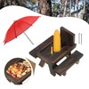 PATIKIL Squirrel Feeder Picnic Table with Red Umbrella 7x8x11inch, Wooden
