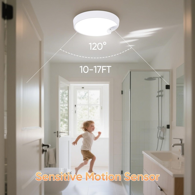 DJBoomy Rechargeable Motion Sensor Ceiling Light: Indoor LED Wireless Ceiling