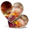 2 x Heart Stickers 15 cm - Colourful Storm Art Smoke Ink Effect 44680