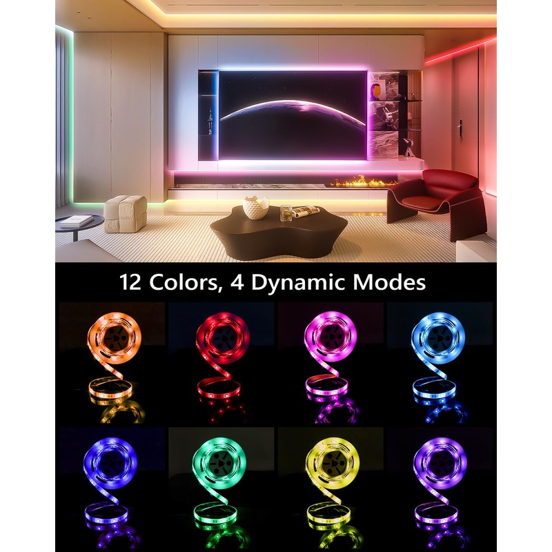 WILLED RGB LED Strip Lights, Under Bed Light Motion Activated