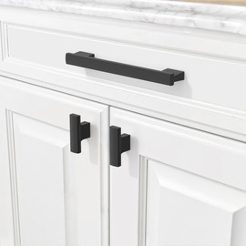 KNOKLOCK 10 Pack Matte Black Cabinet Pulls 5 Inch(128mm) Hole Centers,Black Kitchen Cabinet Handles Cabinet Hardware Drawer Pulls for Dresser Cupboard Wardrobe