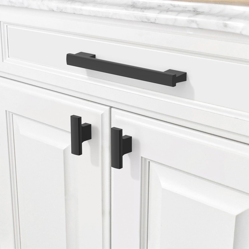 KNOKLOCK 10 Pack Matte Black Cabinet Pulls 5 Inch(128mm) Hole