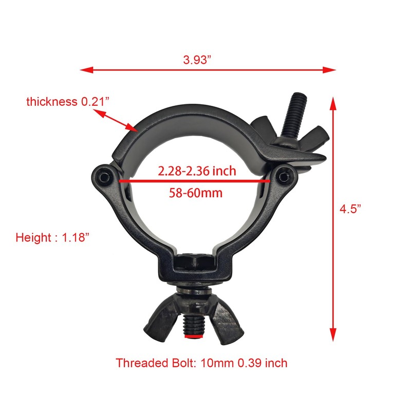 4 Pack 2.28-2.36 Inch Stage Lighting Clamp Heavy Duty 220lb
