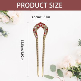 NICENEEDED 5 PCS Vintage U-Shaped Hair Forks, French Double Prong Rhinestone Crystal Hairpin, Classical Alloy Hair Accessories for Wedding Party Holiday Daily