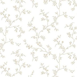Manhattan Comfort NWAB27623 Clearwater Petite Floral Vine Wallpaper, Tan/White
