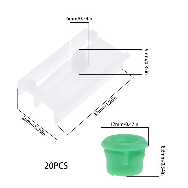 YINETTECH 20 x Car Side Skirts Trim Clips with Green
