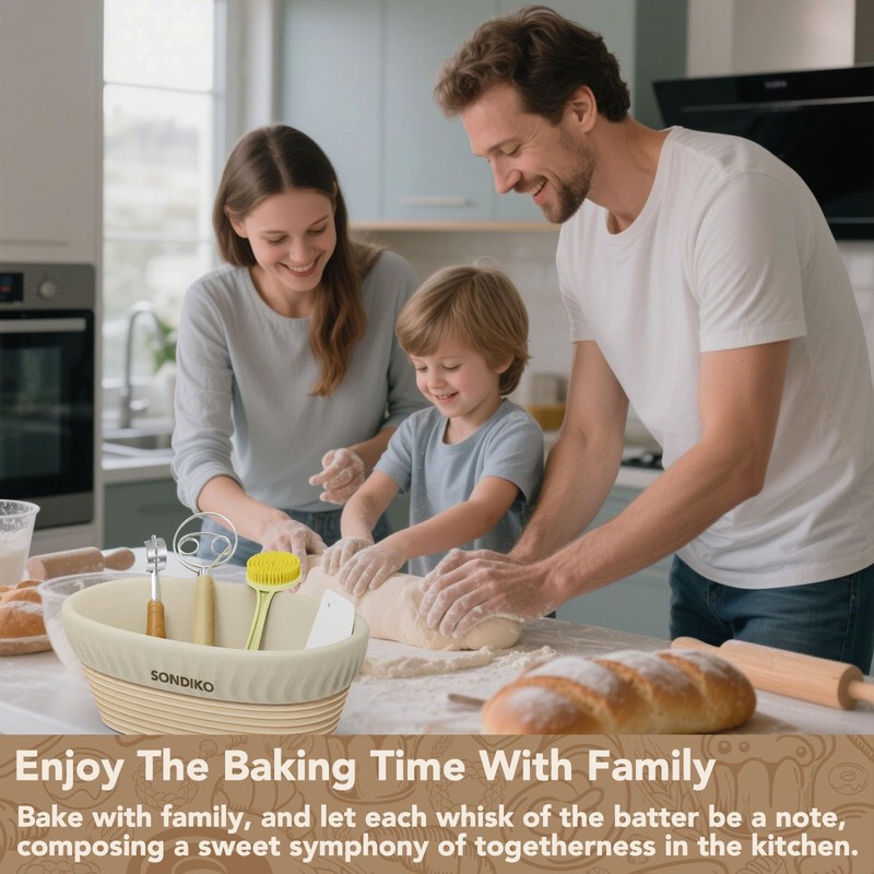 Sondiko Sourdough Starter Kit, Sourdough Bread Baking Supplies, Oval Banneton