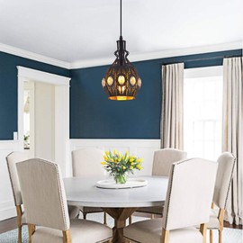 YLONG-ZS Hanging Lamp Swag Lights Plug in Pendant Light,Hanging Lights with Plug in Cord Small Black Vintage Rustic Dimmable Hanging Ceiling Lamp for Corner Restaurant Living Room Bedroom