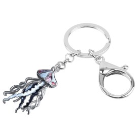 Enamel Alloy Cute Jellyfish Keychain Charm Gifts Ocean Jewelry for Women Girls Bag Wallet (Black)