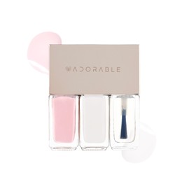 Pluchke Breathable Halal Vegan Nail Polish – Water-Based 3pc Gift Set (English Rose Pink + Soft White + Clear Top Coat) | Non-Toxic, Eco-Friendly, Cruelty-Free, 0.51 fl oz