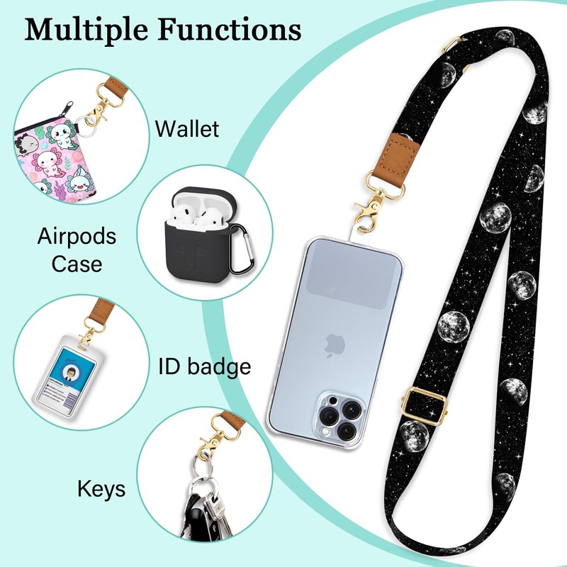 Piefly Phone Lanyard Crossbody Wrist Strap, Black Lunar Eclipse Moon