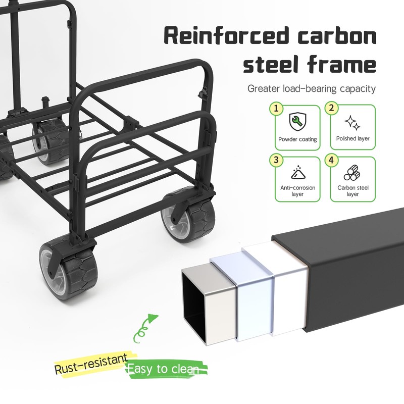 Whitsunday Collapsible 3 in 1 Wagon,Heavy Duty Collapsible Foldable Carts