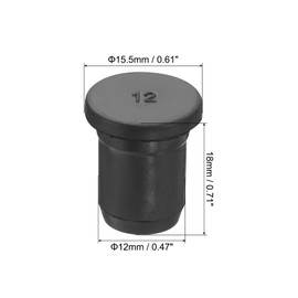 sourcing map Rubber Solid Plug Soft Flexible Stopper for 11-12mm Hole Black 3Pcs