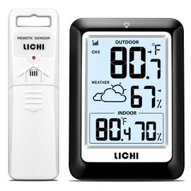 Indoor Outdoor Thermometer Wireless Weather Station, Internal External Thermometer Hygrometer, Home Batteryoperated Temperature Humiditymonitors330 Feet (About 100 Meters) Backlight Display