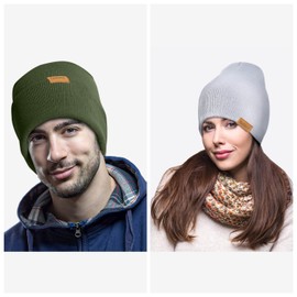 Hat for Men, Women, Winter Thermal Hats, Knitted Hat with Cuffs, Warm Women’s, Men’s Gifts, olive green