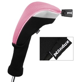 Andux Golf Club Head Covers 6pcs/Set Long Neck (3 Hybrid Covers + 3 Wood Covers) Pink