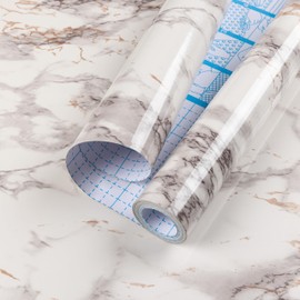 Abyssaly Marble Contact Paper Brown Peel and Stick Countertops Waterproof Glossy Granite Wallpaper Self Adhesive Vinyl Roll Countertop Wrap Easy Peel & Stick for Kitchen Bathroom, 17.7" × 196.8"