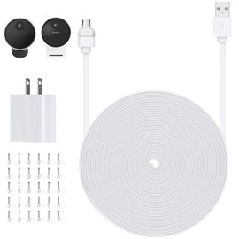 Newding for Simplisafe Outdoor Security Camera Power Cable, Fit for Outdoor Security Camera Series 2, All Weather Conditions Continuously Charge, IP65 Weatherproof Interface, 25FT Charging Cord White