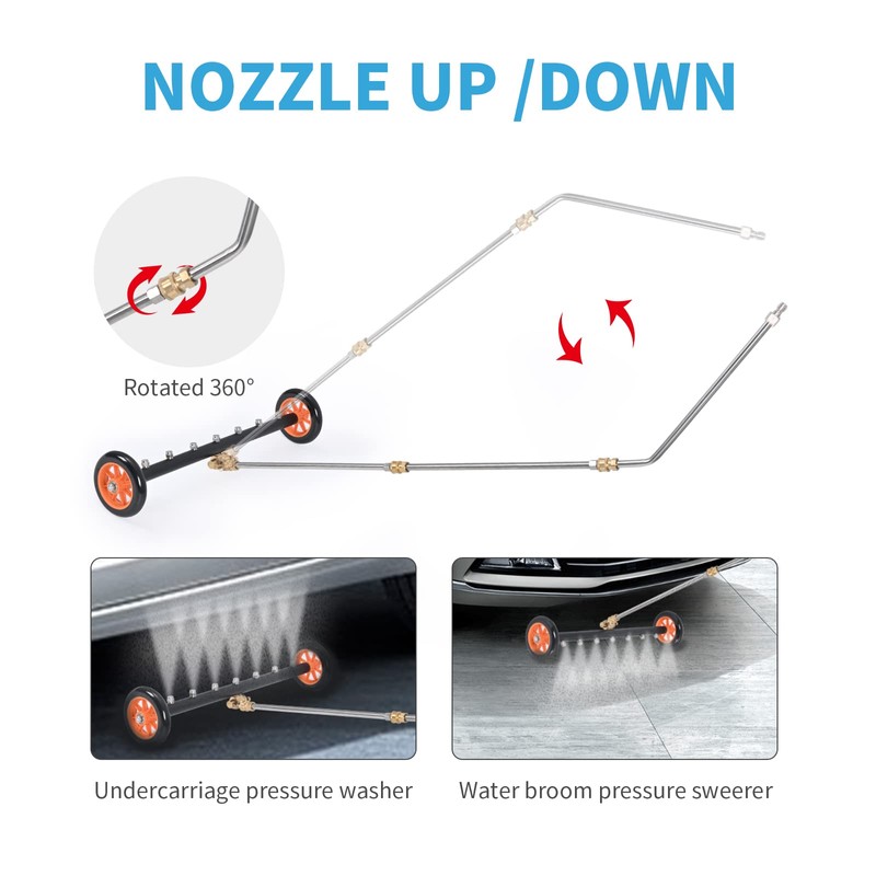 Upgrade 24 Inch Undercarriage Pressure Washer Attachment, 2 in 1