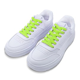 Shecret 2 Pairs Flat Shoelaces, 8 mm Wide Shoelaces, Flat Shoelaces, Replacement Tear-Resistant Shoe Laces for Trainers, Running, Adults, Children, Polyester, White