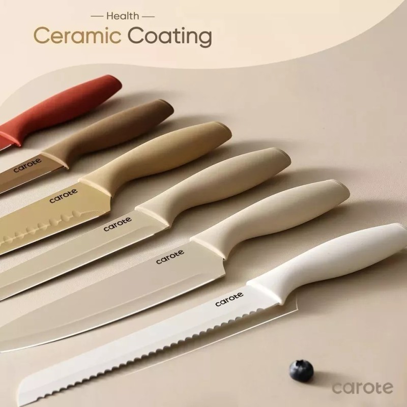 CAROTE 12 Pieces Kitchen Knife Set, Stainless Steel Knife Set