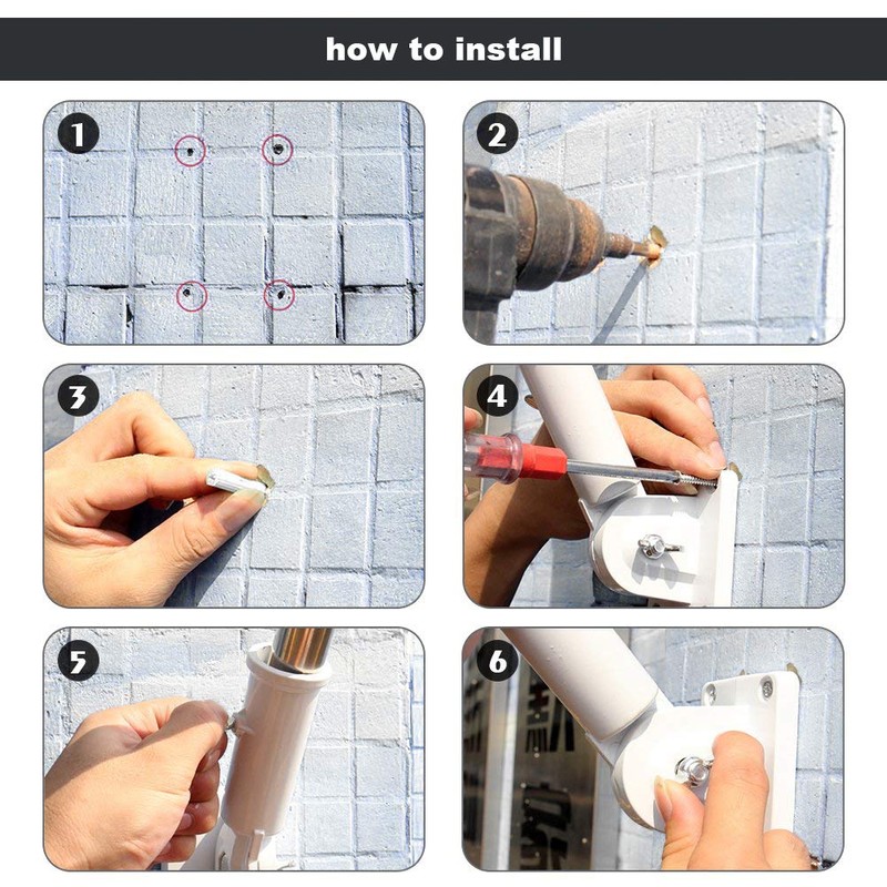 FTVOGUE Wall Mount Adjustable Flag Pole Bracket with Screws White