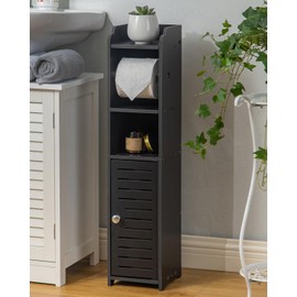 AOJEZOR Toilet Paper Holder Stand: Freestanding No Drill PVC Bathroom Storage for Apartment Renters -Protect Rental Deposit- Small Space Storage Solution