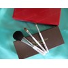 Kumano Cosmetic Brush, Portable, Set of 3, White Pearl No.
