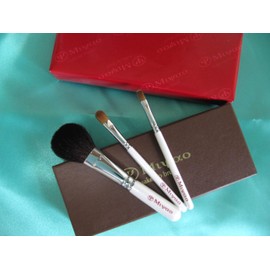 Kumano Cosmetic Brush, Portable, Set of 3, White Pearl No. 5 (Gift)