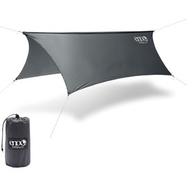 ENO Profly Rain Tarp Grey 70 Denier Rip Stop Nylon 1000 mm Pu Coating Six Point Guy System Double Stitched And Taped Seams Line Loc Guy Tensioners Weight 680 g Protection From The Elements