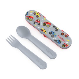 Bentgo - Juego de utensilios para niños, tenedor, cuchara y estuche de plástico reutilizable, materiales sin BPA, asas de fácil agarre, apto para lava