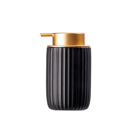 2 Pack Foam Soap Dispenser - 12 Oz Beige Ceramic Foaming Soap Dispenser for Bathroom, Hand Wash Dispenser Bottle with Foaming Pump, Striped Refillable Dish Soap Dispenser for Kitchen(Black)