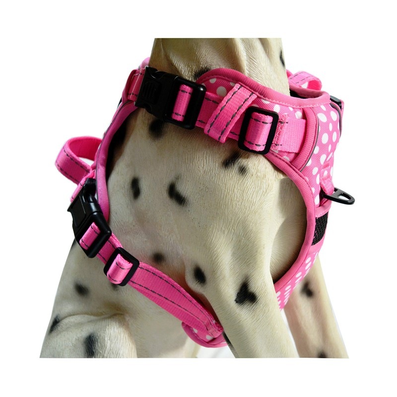 Cutesy Pet Adjustable Dog Harness | Pink Polka Dots (Medium)