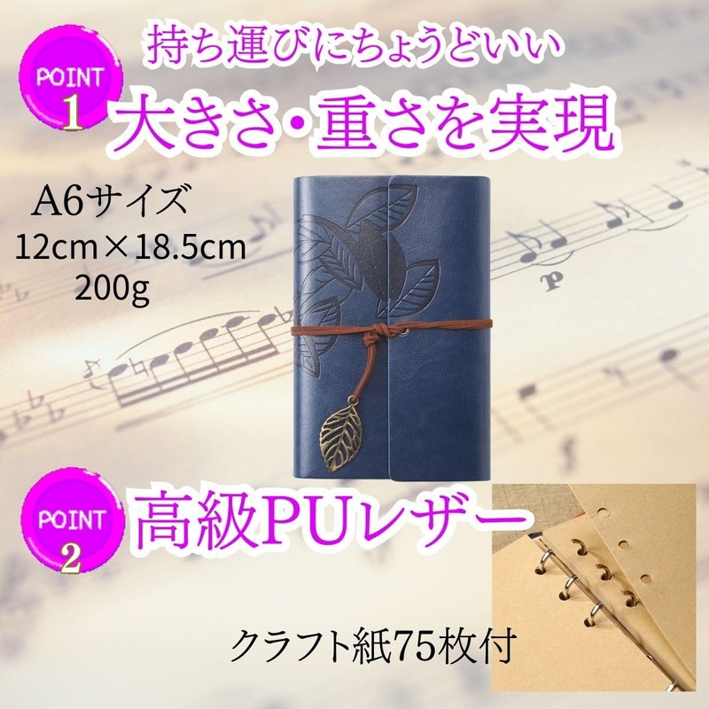 aamono Collage Notebook, Personal Organizer, Collage, Seal, Flake Sticker (Navy)