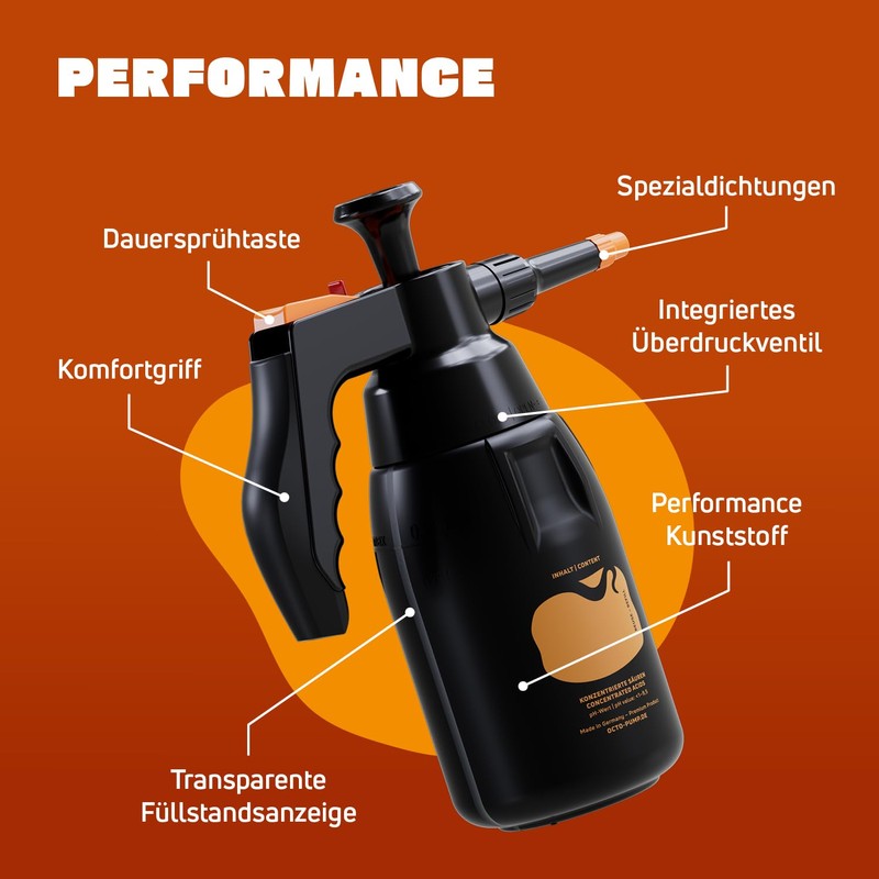 Octopump Masterpiece Acid+ 1000 | Professional Pressure Sprayer with Atomiser