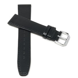 Bandini Extra Long (XL) 12mm Womens Italian Leather Watch Band Strap - Black with Stitch - Classic - Slim