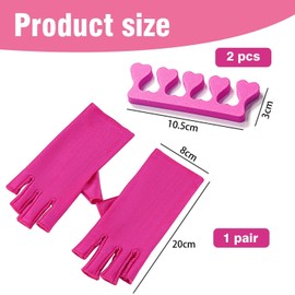 1 Pair Of Fingerless Gloves And 2 Pieces Of Finger Separators, Manicure Gloves, Uv Protection Gloves, Manicure Tools, Manicure Accessories